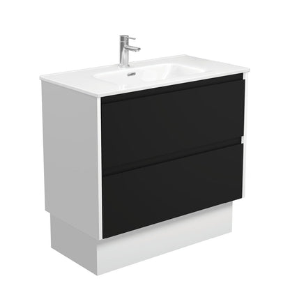 JOLI AMATO 900 Matte Black Vanity with Matte White Panels and Kick 1TH