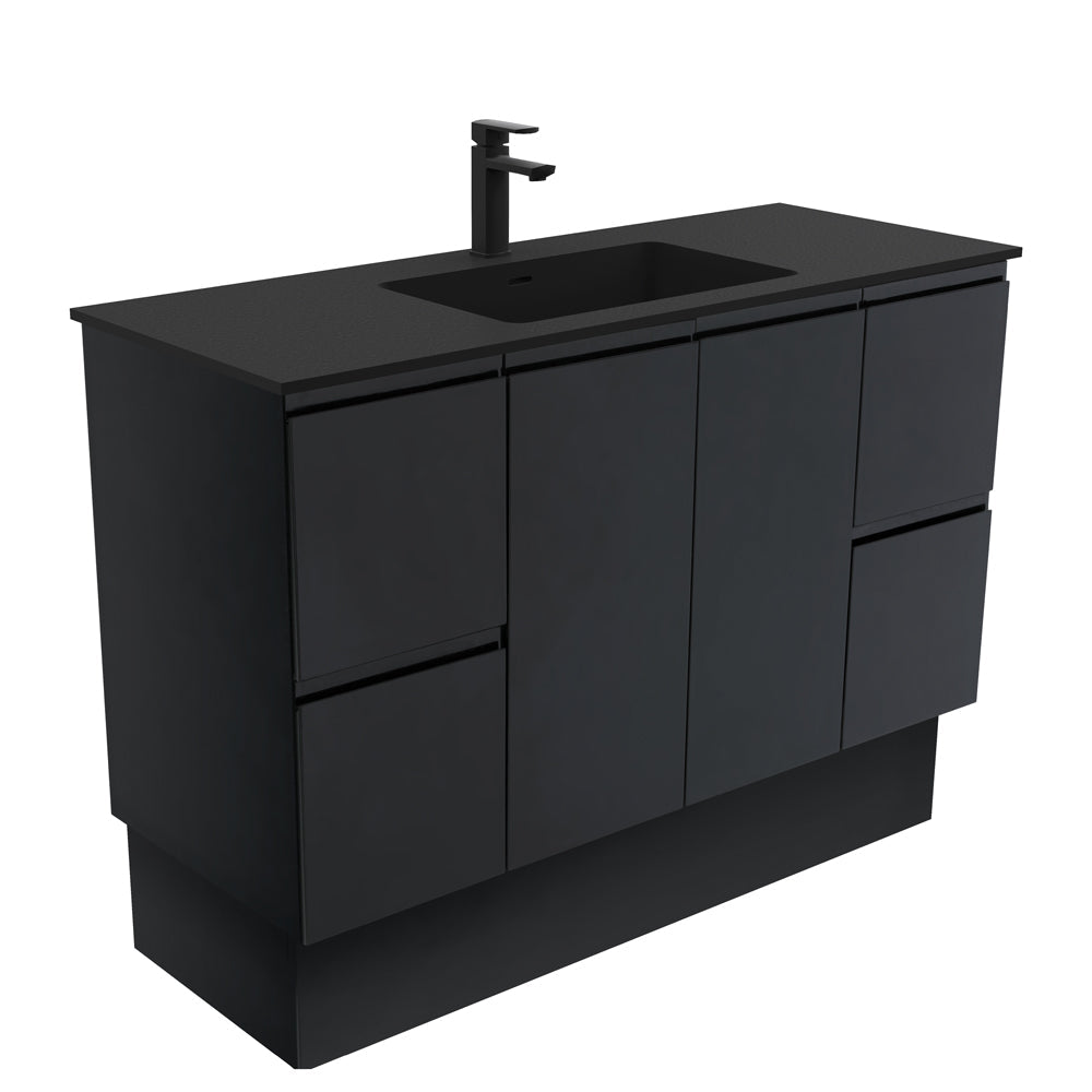 MONTANA Solid Surface 1200 Fingerpull Matte Black Cab on Kick 1TH