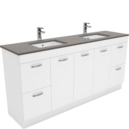 Sarah Dove Grey Undermount Double Bowl 1800 UniCab Vanity on Kick