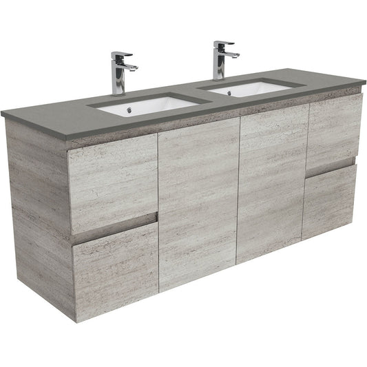 SARAH DOVE GREY 1500 INDUSTRIAL EDGE Wall Hung Cab Double Bowl 1TH