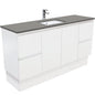 SARAH DOVE GREY 1500 Fingerpull Matte White Cab on Kick Single Bowl 1TH