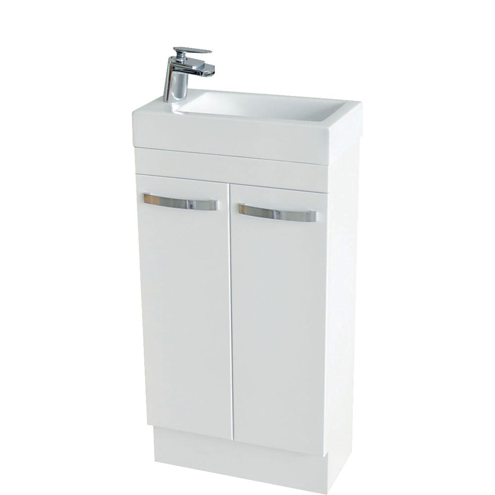 RALPH Gloss White Vanity on Kick Solid Doors No Overflow