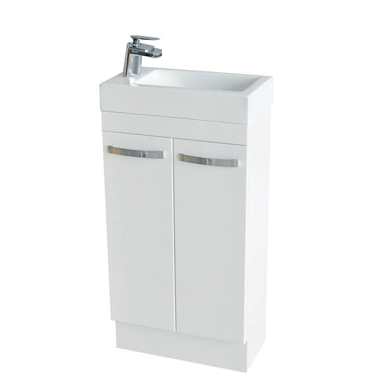 RALPH Gloss White Vanity on Kick Solid Doors with Overflow