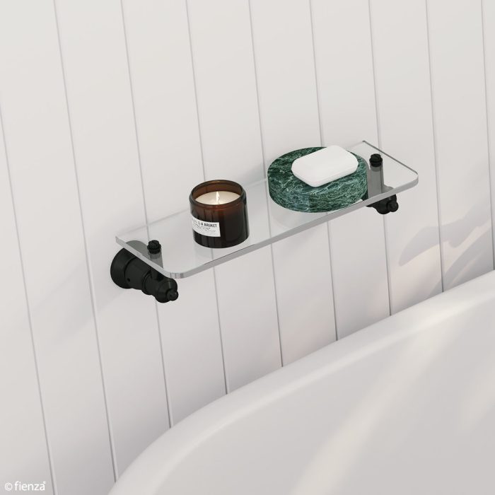 LILLIAN Matte Black Glass Shelf