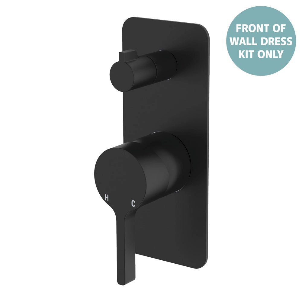 SANSA Diverter Mixer Dress Kit Matte Black Soft Square Plate