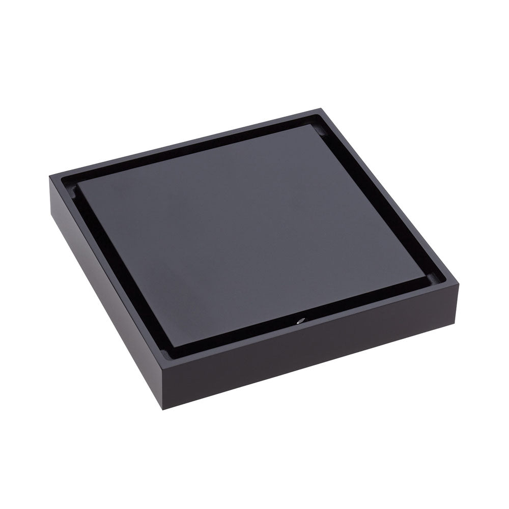 FLOOR WASTE 100mm Square Tile 2-in-1 88mm outlet Matte Black
