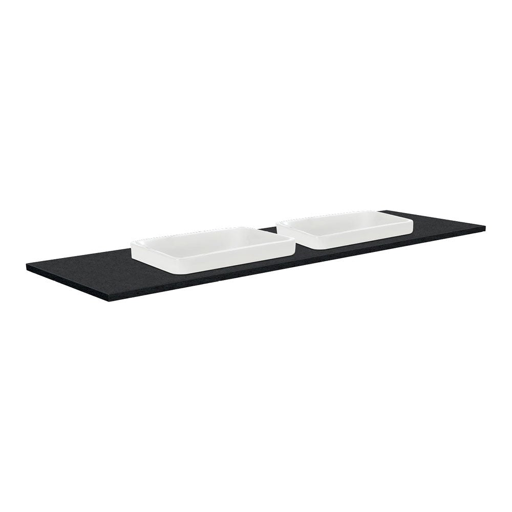 SARAH Semi Inset BLACK SPARKLE 1500mm Basin Top Only Double Bowl 2TH