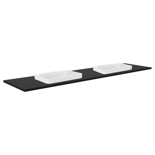 SARAH Semi Inset BLACK SPARKLE 1800mm Basin Top ONLY Double Bowl NTH
