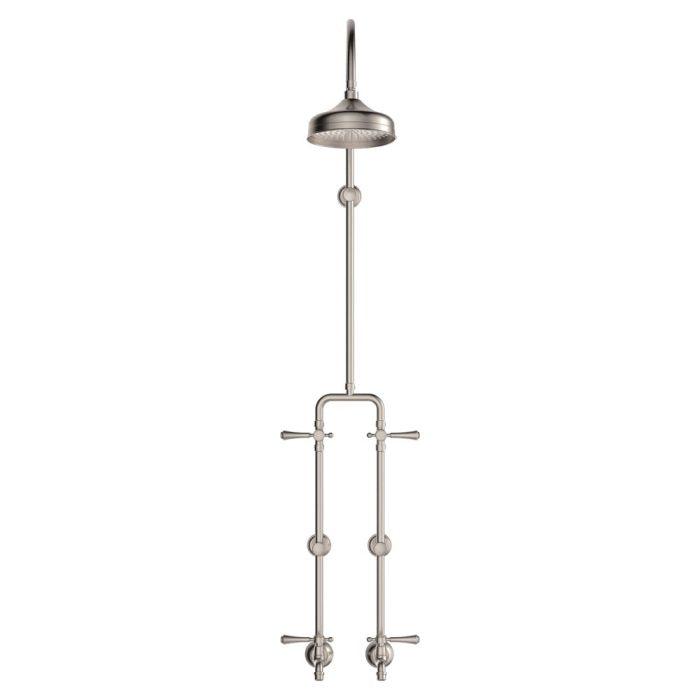 Lillian Lever Exposed Rail Shower & Bath Set, Brushed Nickel