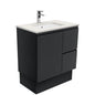 Sarah Roman Sand Undermount 750 Fingerpull Satin Black Vanity on Kick