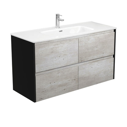 JOLI AMATO 1200 INDUSTRIAL Vanity with Matte Black Panels Wall Hung 1TH