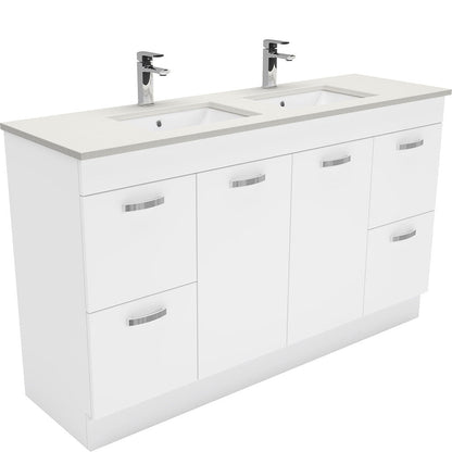 Sarah Roman Sand Undermount Double Bowl 1500 UniCab Vanity on Kick