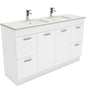 Sarah Roman Sand Undermount Double Bowl 1500 UniCab Vanity on Kick