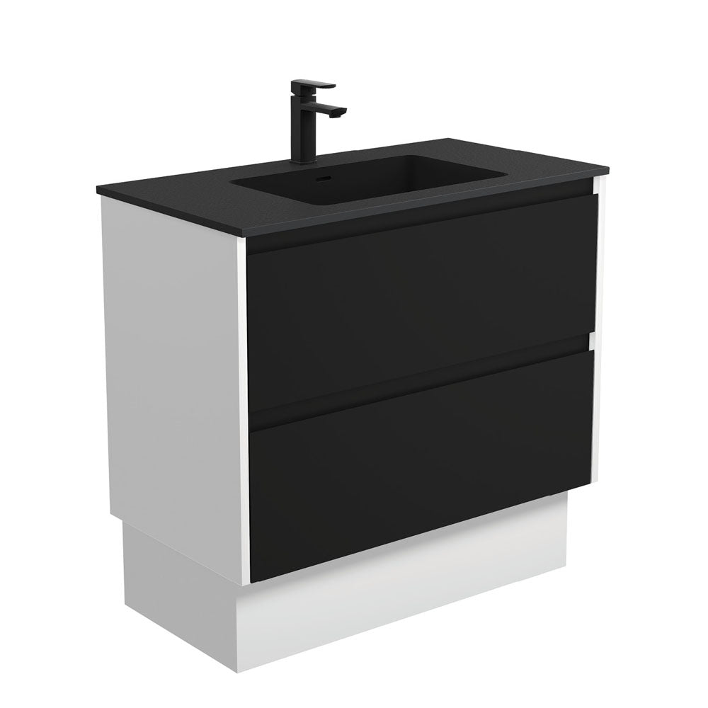 MONTANA AMATO 900 Matte Black Vanity with Matte White Panels and Kick 1TH