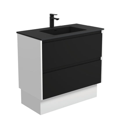 MONTANA AMATO 900 Matte Black Vanity with Matte White Panels and Kick 1TH