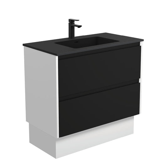 MONTANA AMATO 900 Matte Black Vanity with Matte White Panels and Kick 1TH