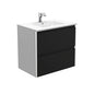 DOLCE AMATO 750 Matte Black Vanity with Matte White Panels Wall Hung 1TH
