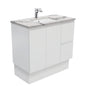 Sarah Calacatta Marble Undermount 900 Fingerpull Satin White Vanity on Kick