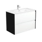 JOLI AMATO 900 Matte White Vanity with Matte Black Panels Wall Hung 1TH