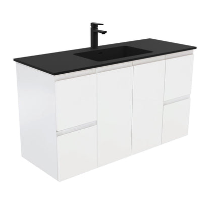 MONTANA Solid Surface 1200 Fingerpull Matte White Wall Hung Cab 1TH