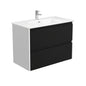 JOLI AMATO 900 Matte Black Vanity with Matte White Panels Wall Hung 1TH