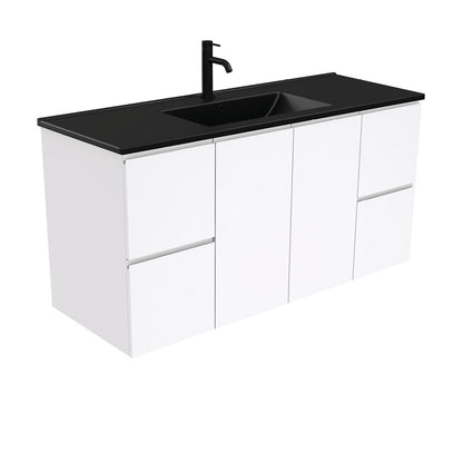 DOLCE Matte Black 1200 FINGERPULL Gloss White Vanity Wall Hung 1TH