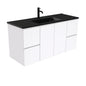 DOLCE Matte Black 1200 FINGERPULL Gloss White Vanity Wall Hung 1TH