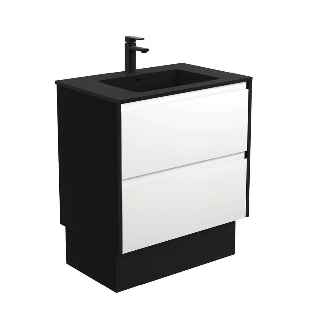 MONTANA AMATO 750 Matte White Vanity with Matte Black Panels and Kick 1TH