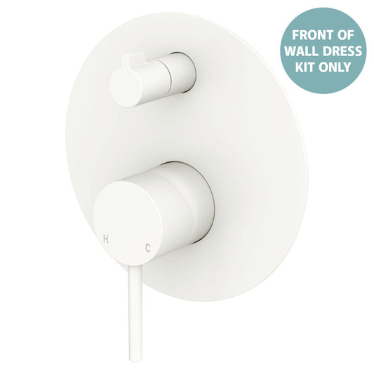 Kaya Wall Diverter Mixer Dress Kit, Large Round Plate, Matte White