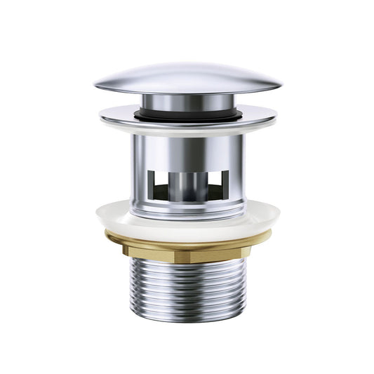 BASIN WASTE Dome Pop Up 32x70mm with Overflow Chrome