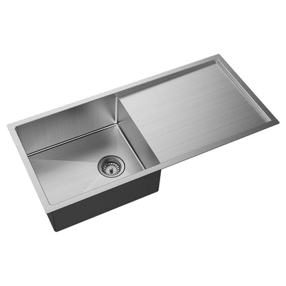 HANA Sgle Bowl Sink 36L w/Side Drainer Inc SS Colander Roller Top/Undermount 990x450x200mm