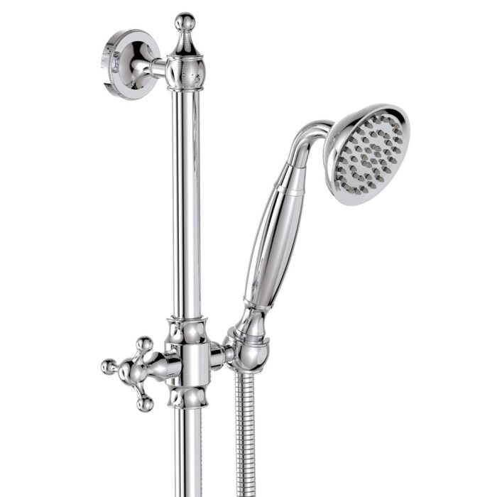 Lillian Lever Rail Shower Set, Chrome with Ceramic White Handle