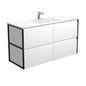 VANESSA AMATO 1200 Matte White Vanity with Matte Black Frames Wall Hung 1TH