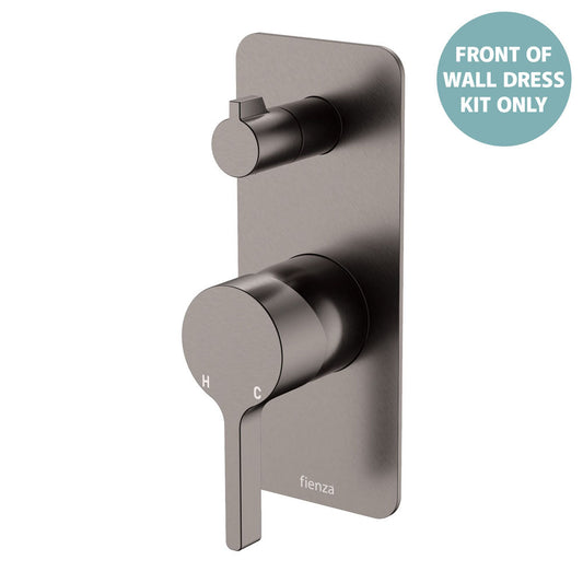Sansa Wall Diverter Mixer Dress Kit, Rectangular Plate, Gun Metal