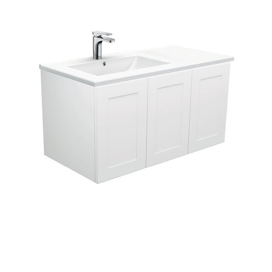 DOLCE 900 Left Offset Basin MILA SHAKERCAB Wall Hung Vanity 1TH