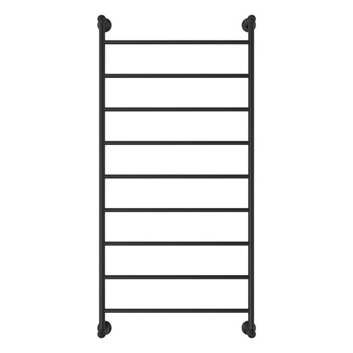 LILLIAN Heated Towel Rail 60120 Matte Black (9 Bars) 600x1208x95mm