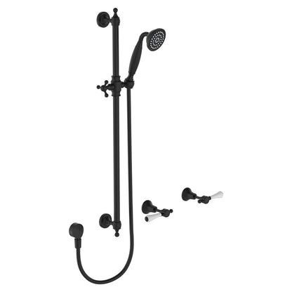 LILLIAN Lever Rail Shower Set Matte Black White Handle