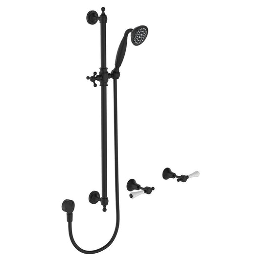 LILLIAN Lever Rail Shower Set Matte Black White Handle