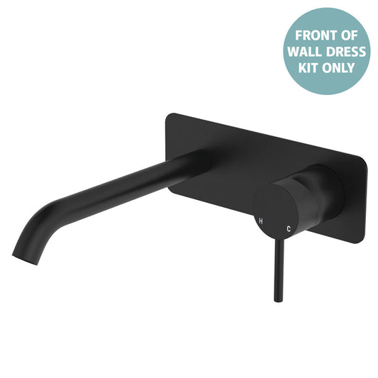 Kaya Basin/Bath Wall Mixer Dress Kit, Rectangular Plate, 200mm Outlet, Matte Black