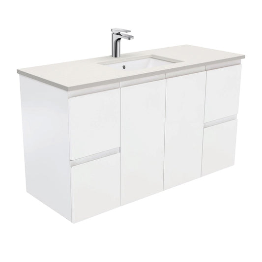 SARAH ROMAN SAND 1200 Fingerpull Matte White Wall Hung Cab 1TH