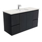 SARAH ROMAN SAND 1200 Fingerpull Matte Black Wall Hung Cab 1TH