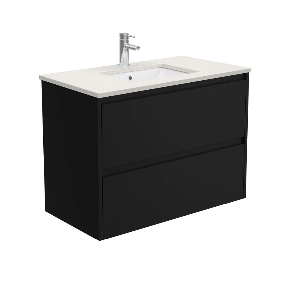 SARAH ROMAN SAND AMATO 900 Satin Black Vanity Wall Hung 1TH
