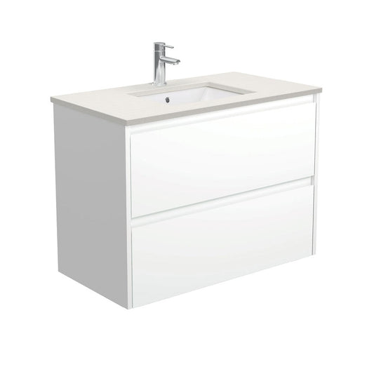 SARAH ROMAN SAND AMATO 900 Satin White Vanity Wall Hung 1TH