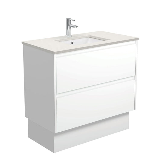 SARAH ROMAN SAND AMATO 900 Satin White Vanity On Kick 1TH