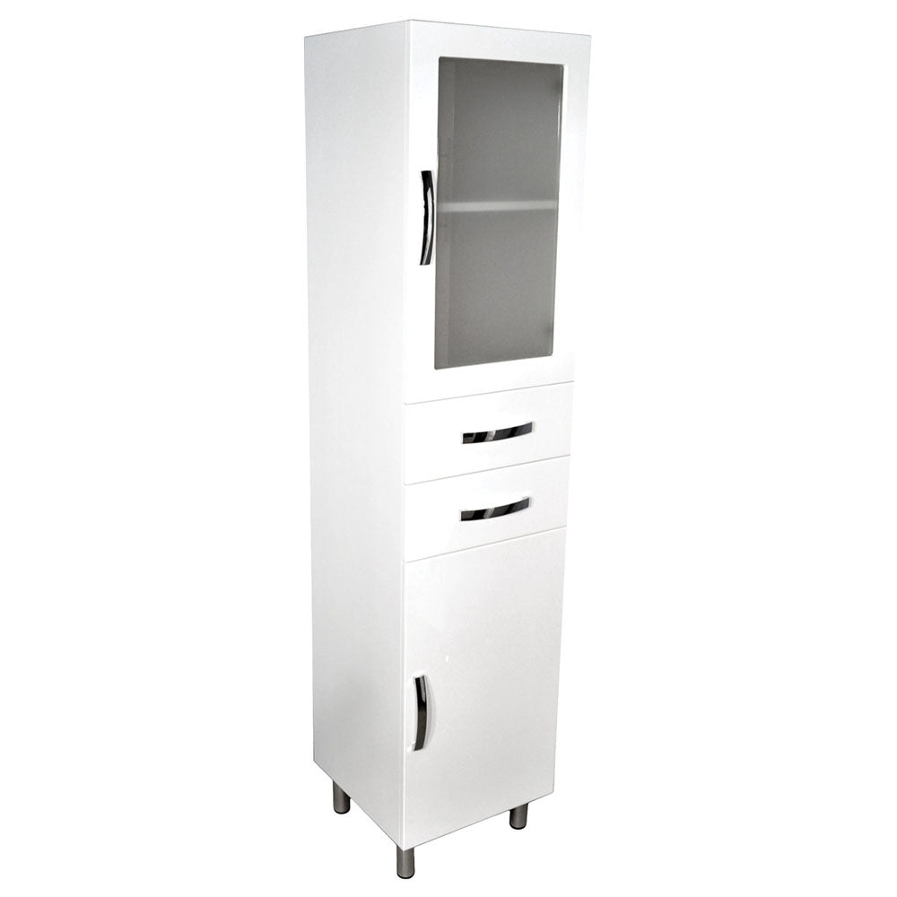 Tall Boy 1800 2 Door 2 Drawer with Glass Panel 420 x 420 x 1820mm