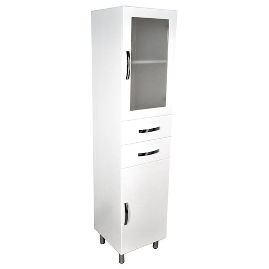 Tall Boy 1800 2 Door 2 Drawer with Glass Panel 420 x 420 x 1820mm