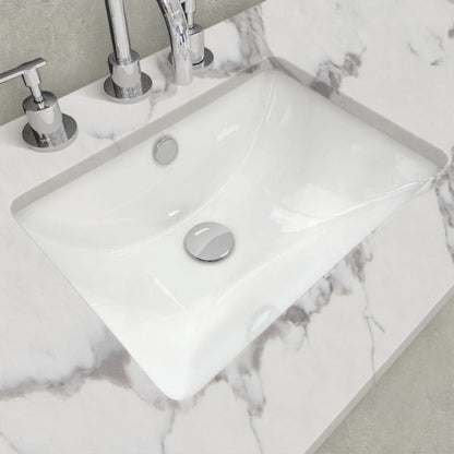 Sarah Calacatta Marble Undermount Double Bowl 1500 Fingerpull Gloss White Vanity on Kick