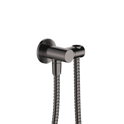 Universal Hand Shower Bracket & Hose, Round Plate, Gun Metal