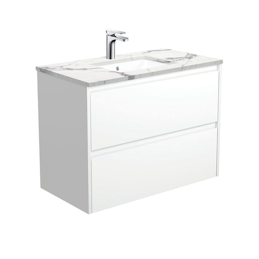 SARAH CALACATTA MARBLE AMATO 900 Satin White Vanity Wall Hung 1TH