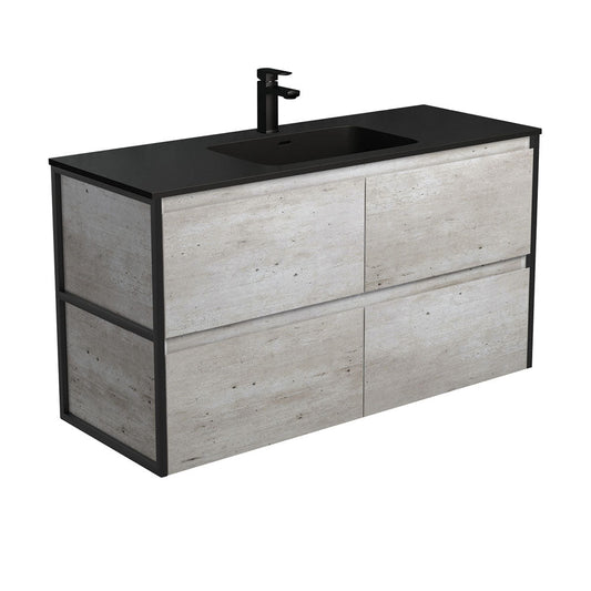 MONTANA AMATO 1200 INDUSTRIAL Vanity with Matte Black Frames Wall Hung 1TH